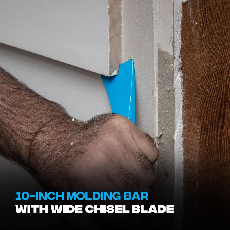 OX Tools 10" Molding Bar Cats Paw Nail Puller Tool with Wide Chisel Blade - Non-Slip Grip Multi-Purpose Beveled Claw with Hammer Head - Multi-use Mini Pry Bar for Trim and Nail Removal OX-P083110 - Image 4